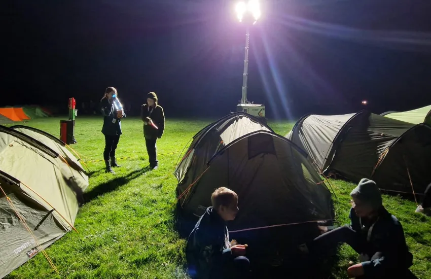 Tents at night at Adventure camp