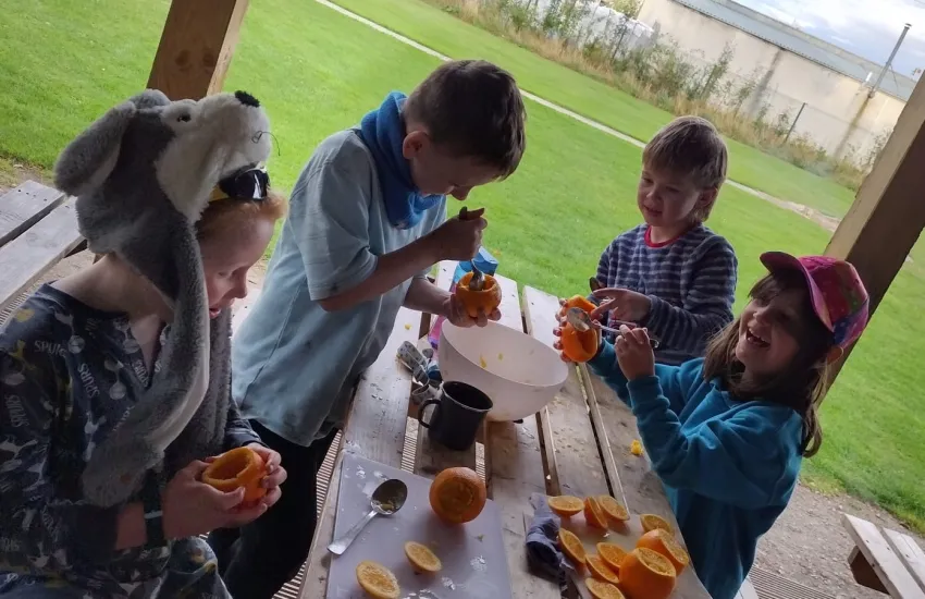 Beavers making campfire treats