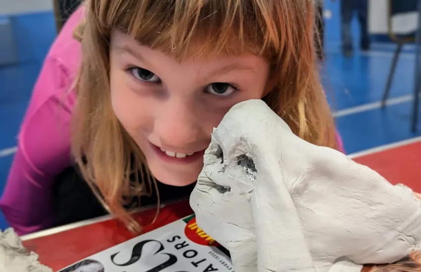 A Cub making Halloween sculptures