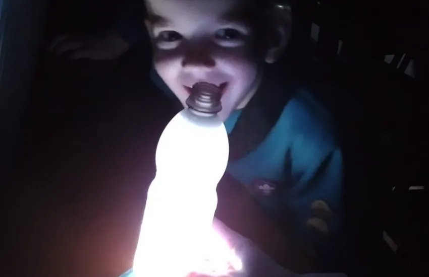 a beaver with a home made lava lamp