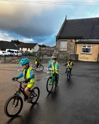 Young people on bikes
