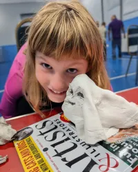 A Cub making Halloween sculptures