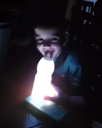 a beaver with a home made lava lamp
