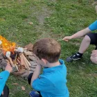 Beavers toasting marshmallows