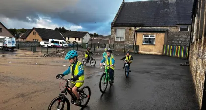 Young people on bikes