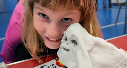 A Cub making Halloween sculptures