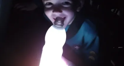 a beaver with a home made lava lamp